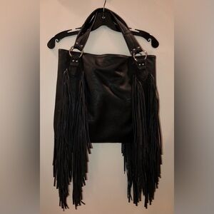 Black Fringe Shoulder Bag Urban Originals Faux Leather